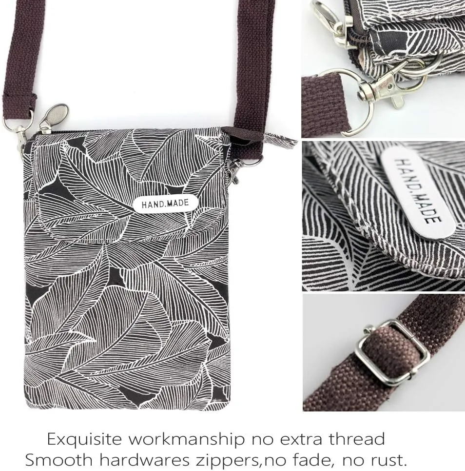 Roomy Cell Phone Purse Wallet Canvas Small Crossbody Purse Bags with Shoulder Strap For Women teen girlsl