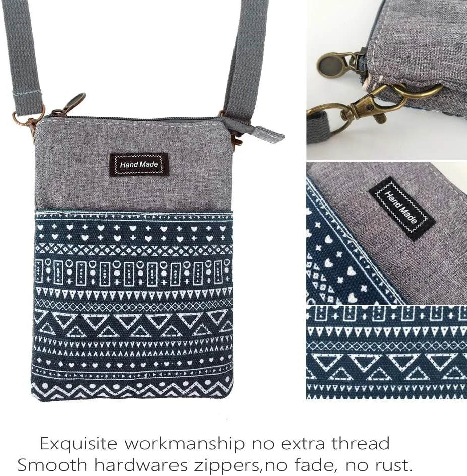 Roomy Cell Phone Purse Wallet Canvas Small Crossbody Purse Bags with Shoulder Strap For Women teen girlsl