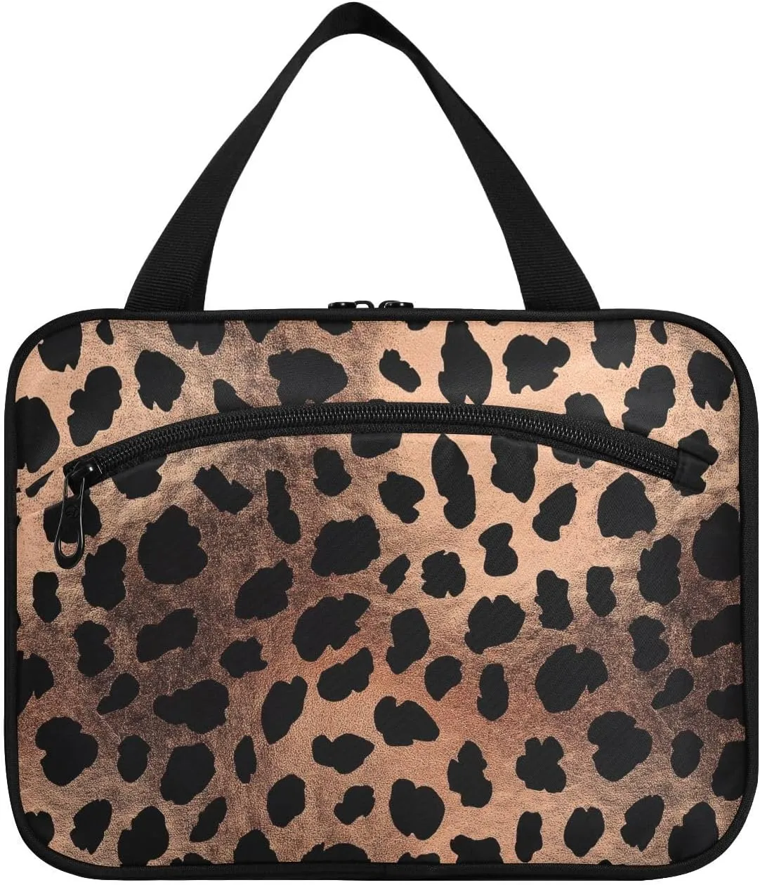 Rose Goldeopard Print hanging cosmetic travel bags with hook, designer multifunctional medicine bag for mom backpacking estuche para maquillaje