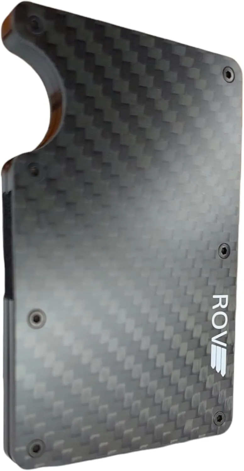 ROVE - Money Clip - RFID Blocking Aluminium Enhanced Minimalistic Compact Wallet (Carbon Fibre)