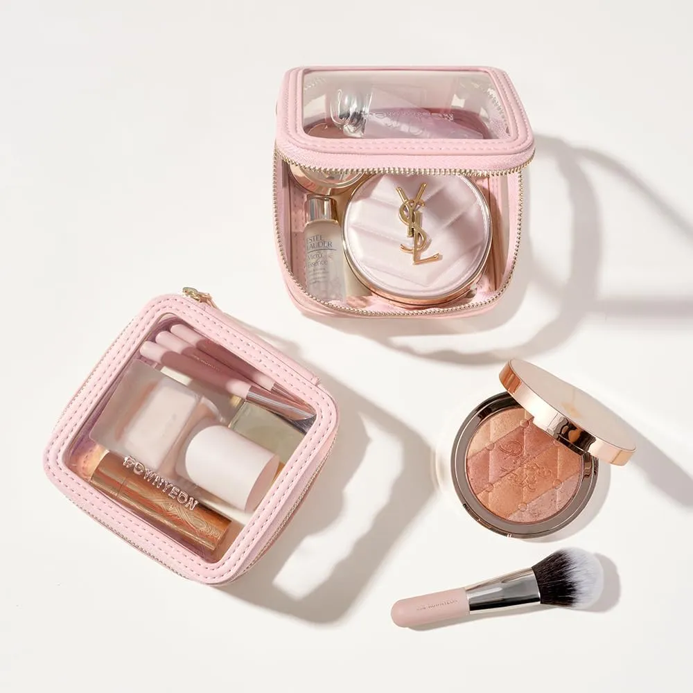 ROWNYEON Clear Makeup Case Toiletry Bag Multipurpose Travel Makeup Train Case Portable Cosmetic Organizer Transparent Storage Bag
