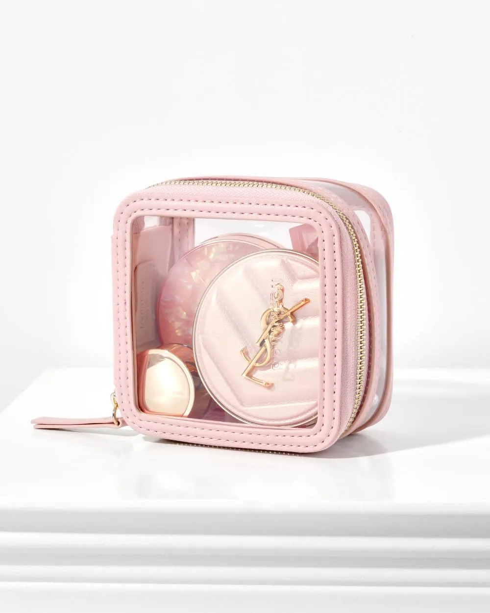 ROWNYEON Clear Makeup Case Toiletry Bag Multipurpose Travel Makeup Train Case Portable Cosmetic Organizer Transparent Storage Bag