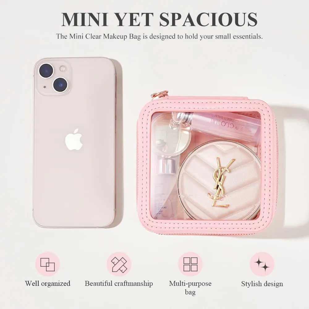 ROWNYEON Clear Makeup Case Toiletry Bag Multipurpose Travel Makeup Train Case Portable Cosmetic Organizer Transparent Storage Bag