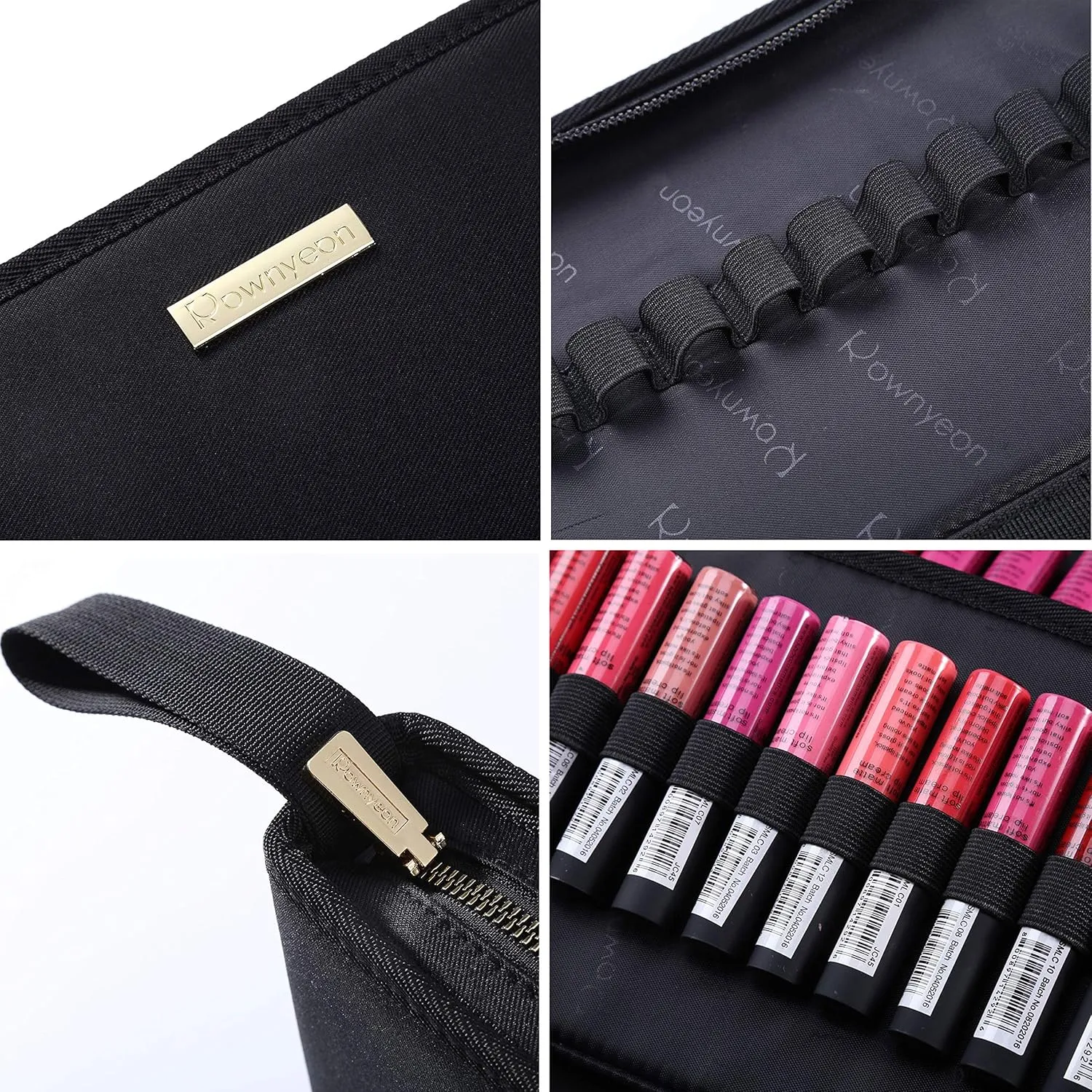ROWNYEON Lipstick Organizer Case Lipstick Holder Portable Lipstick Bag Travel Makeup Bag Cosmetic Case Large Capacity Lipstick Carrying Case Makeup Artist Lip Gloss Storage Bag