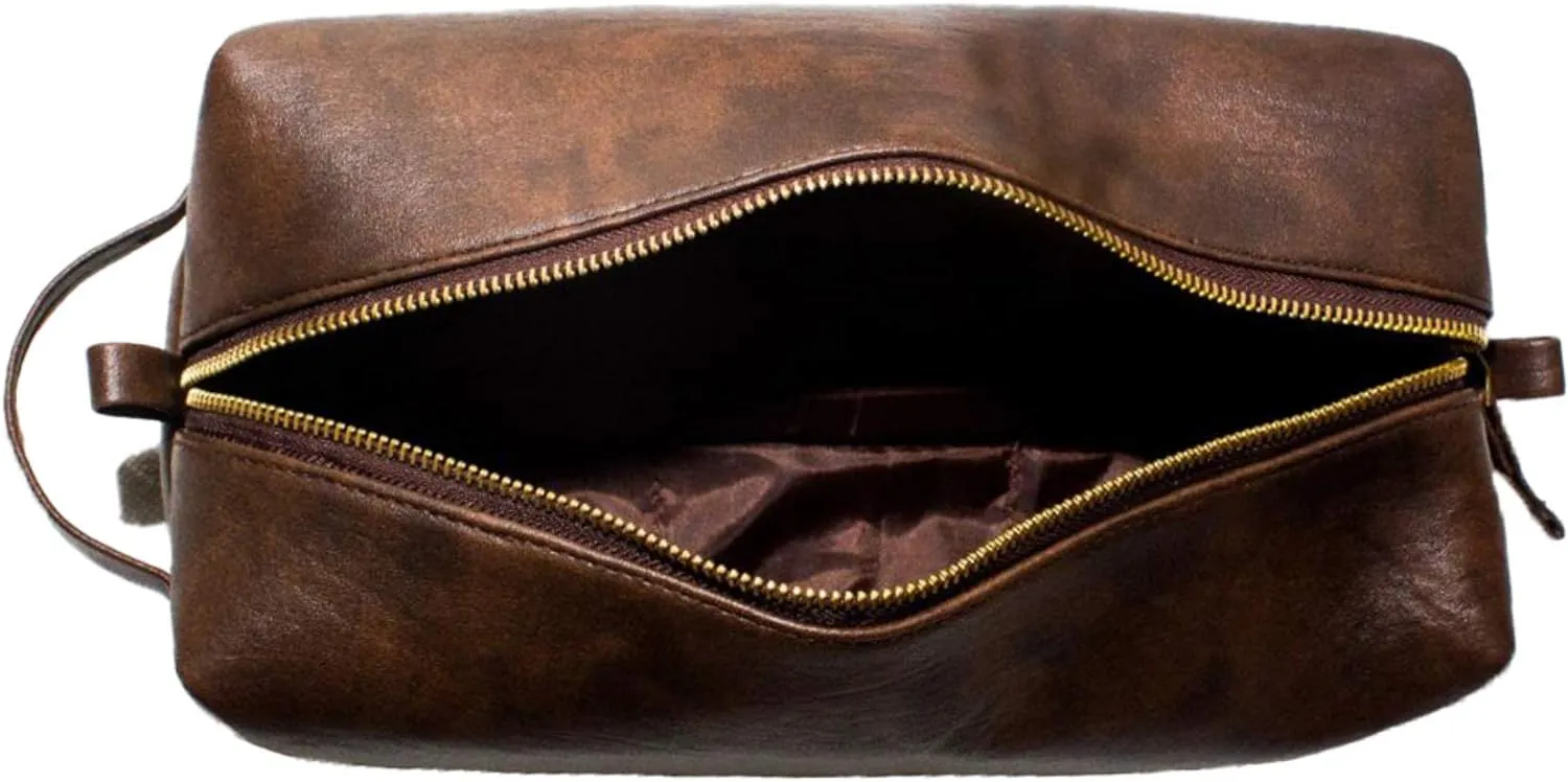RUBAB MEN Premium Vegan Leather Toiletry Bag for Men | Travel Kit Pouch for Men | Pack-It Smart Essentials | Tan Edition