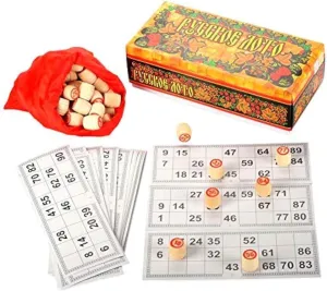 Russian Lotto Game Bingo Game Set - Travel Bingo Set - Board Games for Adults - Tombola Italian Game