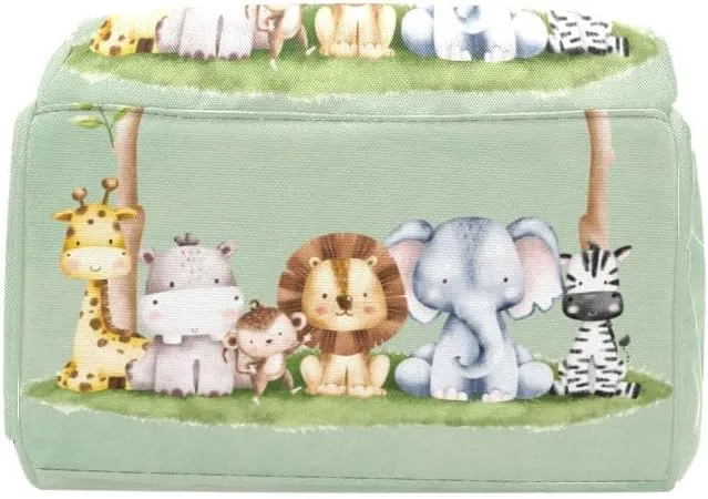 Safari Forest Animals Monograms Personalized Diaper Bag Backpack with Name,Custom Tote Bag Travel DayPack for Nappy Mommy Baby Boy Girl