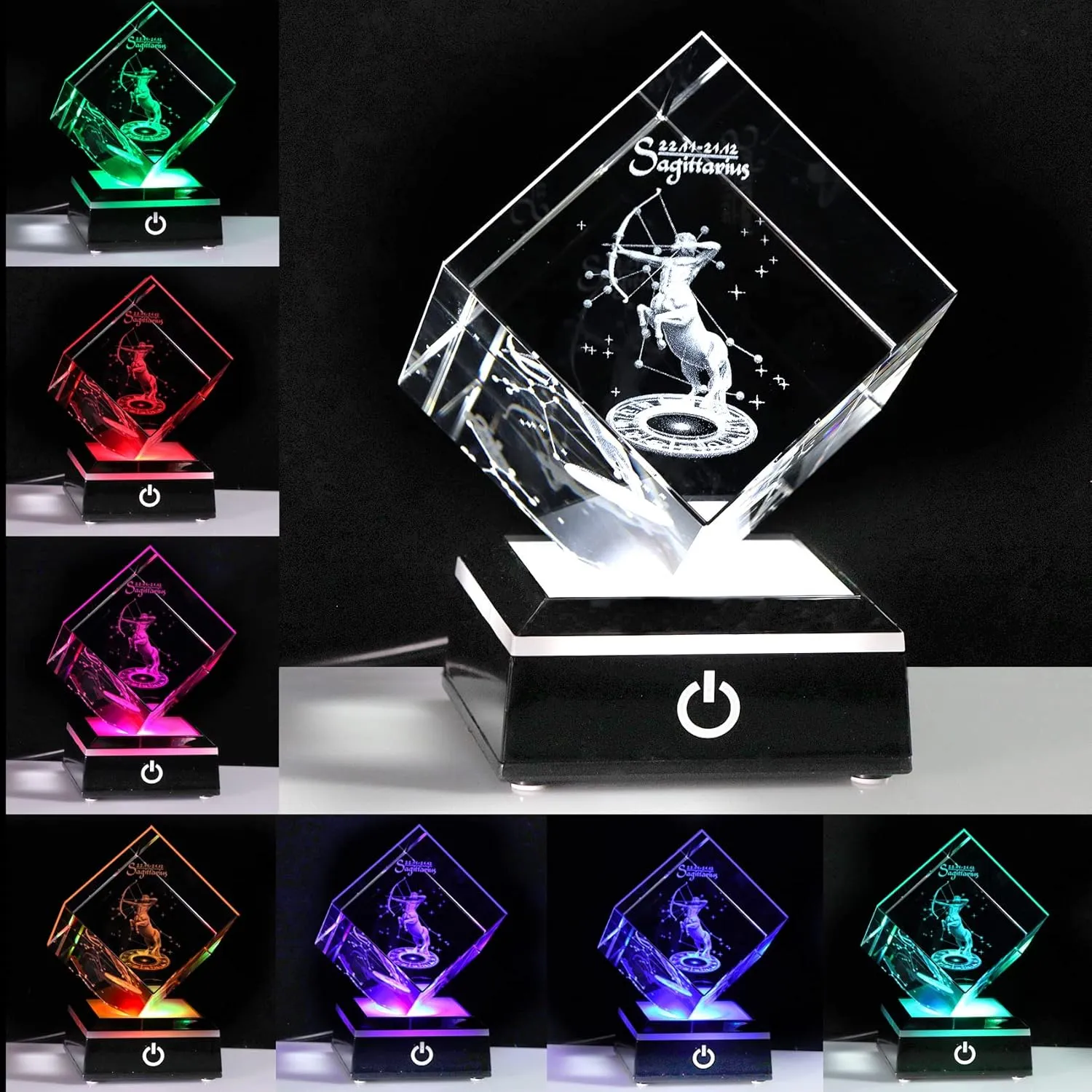 Sagittarius Zodiac Astrology Gifts For Women Men, 3D Crystals Sagittarius Glass Figurine Decor Constellation Stuff: November December Birthday Gifts For Girlfriend Woman Wife Sign Symbolic