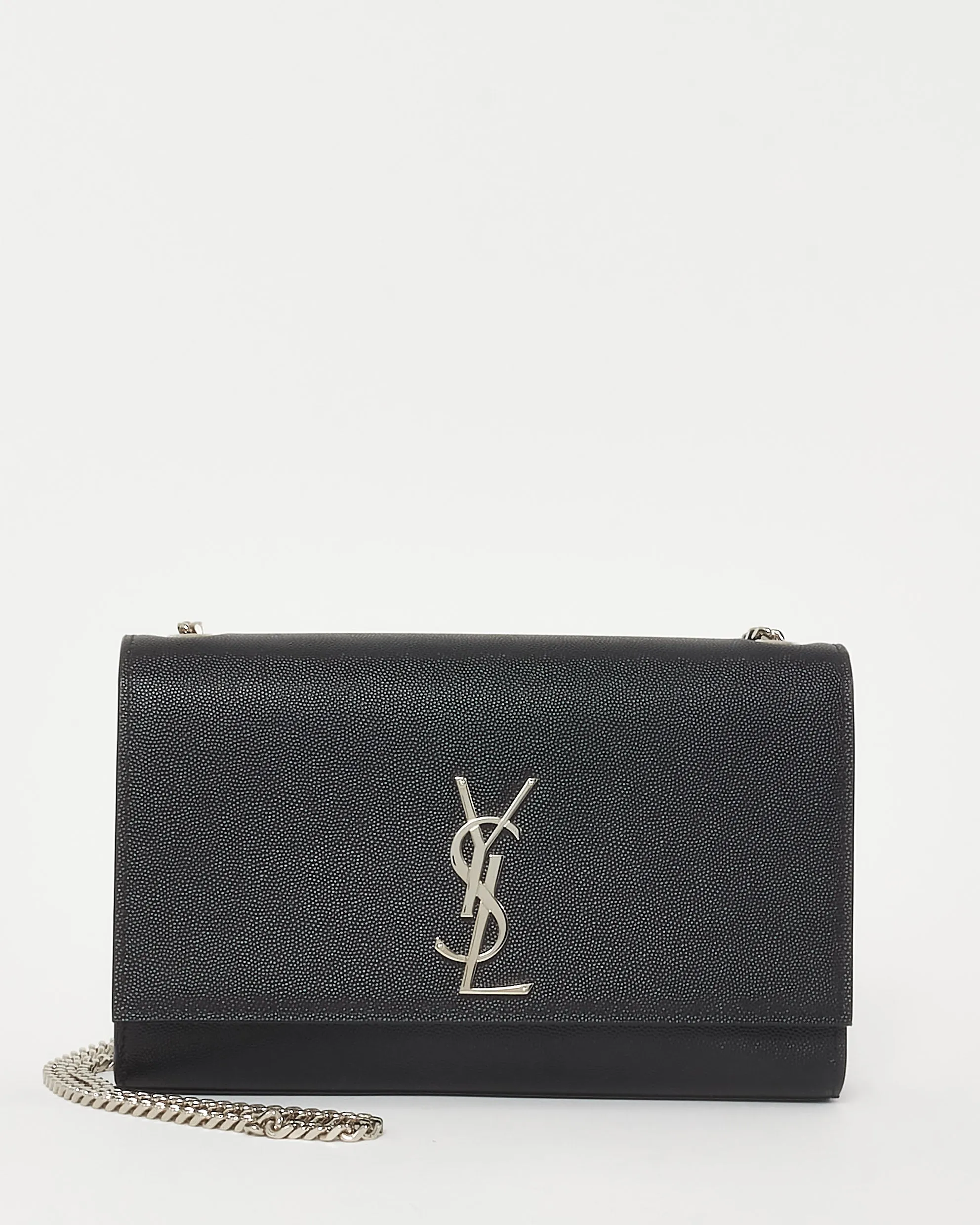 Saint Laurent Black Grain De Poudre Medium YSL Kate Crossbody Bag SHW