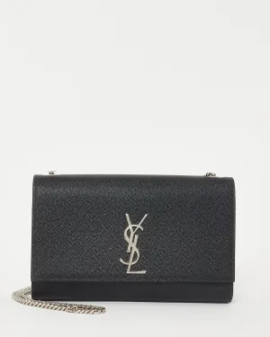 Saint Laurent Black Grain De Poudre Medium YSL Kate Crossbody Bag SHW