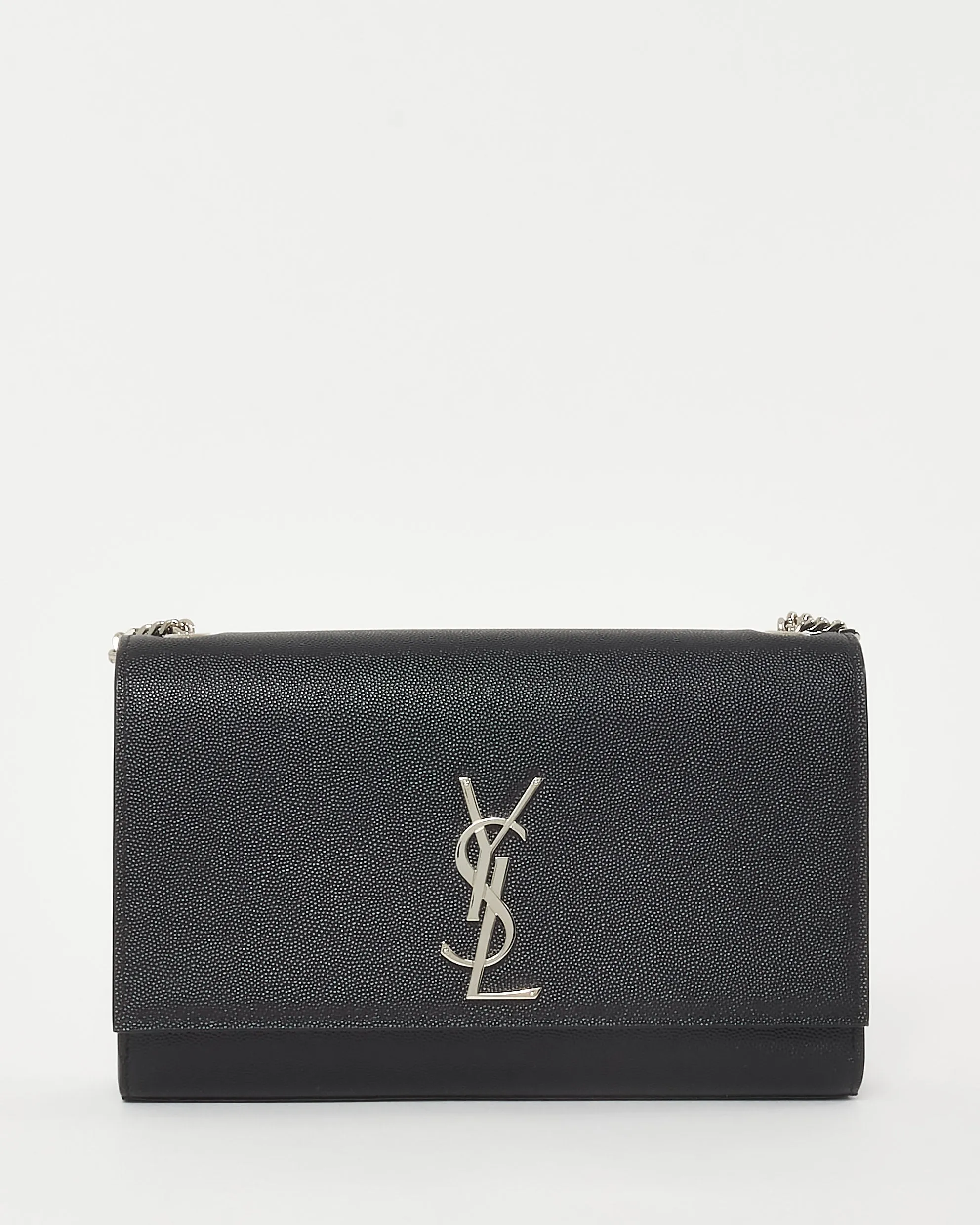 Saint Laurent Black Grain De Poudre Medium YSL Kate Crossbody Bag SHW