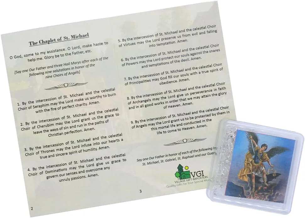 Saint Michael Chaplet Gift Set | Includes Chaplet, Hard Plastic Case, and Instruction Prayer Card | Catholic Devotional Prayer