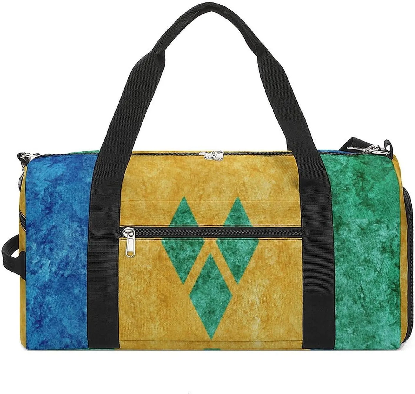 Saint Vincent Grenadines Flag Textured Sports Duffel with Shoe Compartment and Wet Pocket for Travel Gym