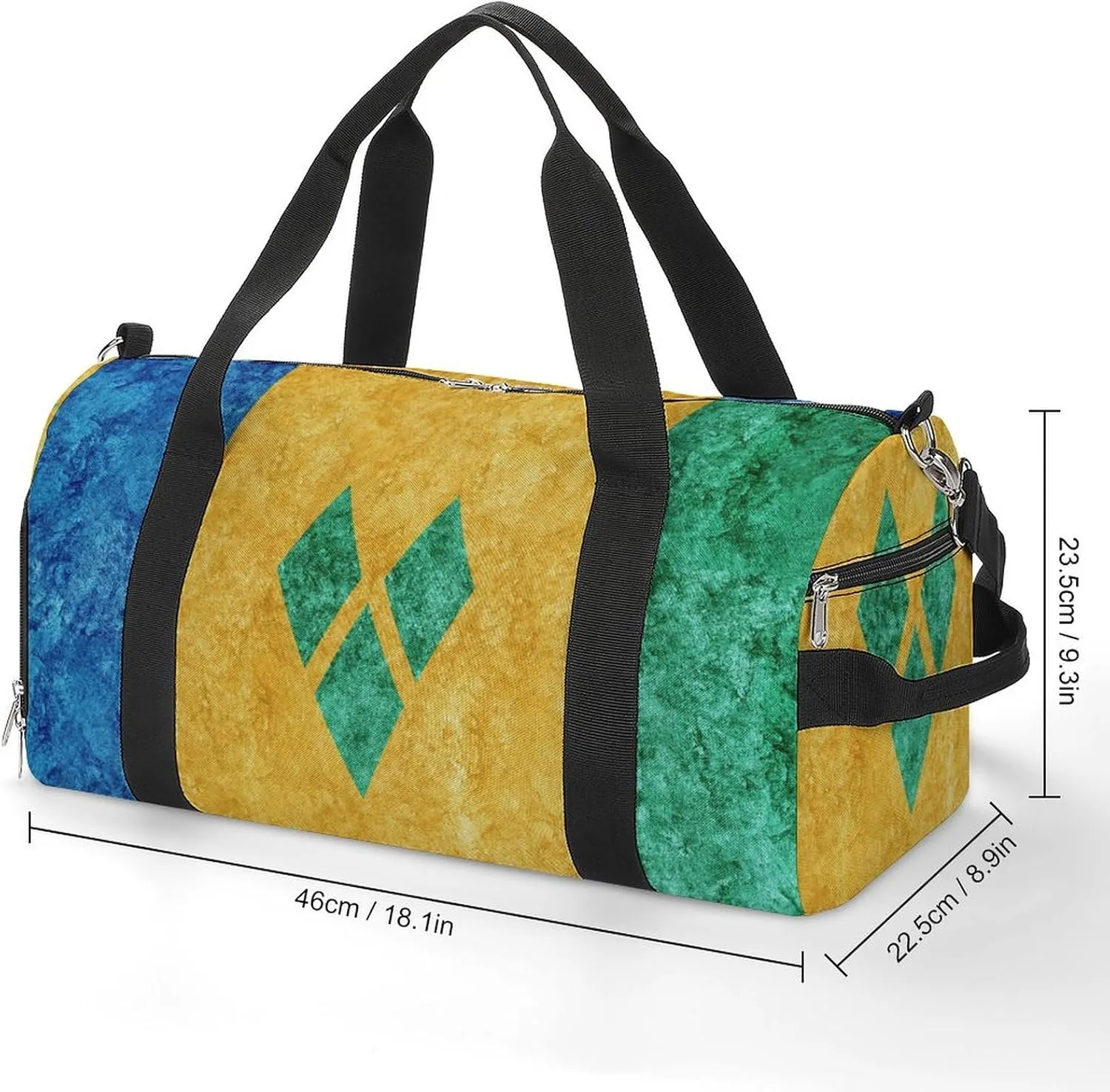 Saint Vincent Grenadines Flag Textured Sports Duffel with Shoe Compartment and Wet Pocket for Travel Gym