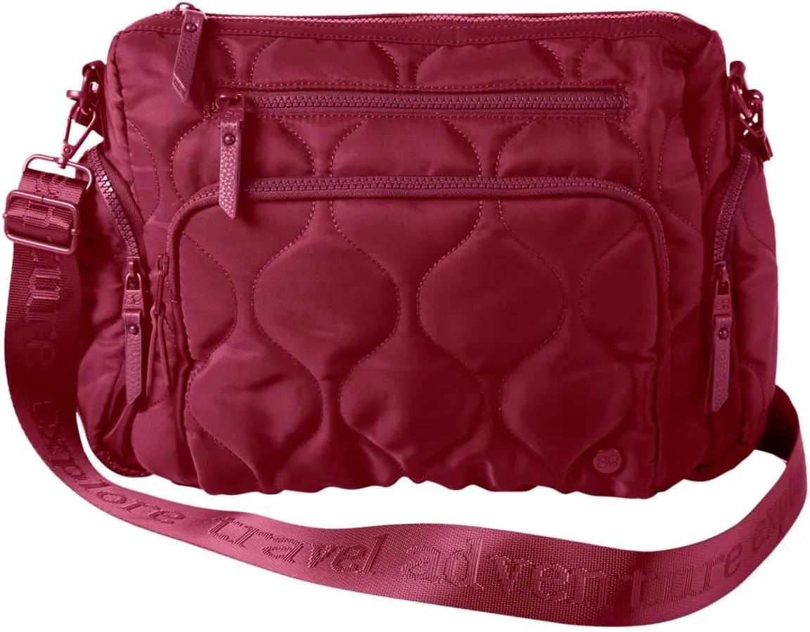 Samantha Brown To-Go Quilted Cargo Crossbody, Burgundy