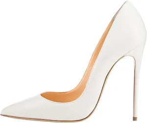 SAMMITOP Women's Pointed Toe High Heel Pumps 10cm Classic Stiletto Suede Shoes