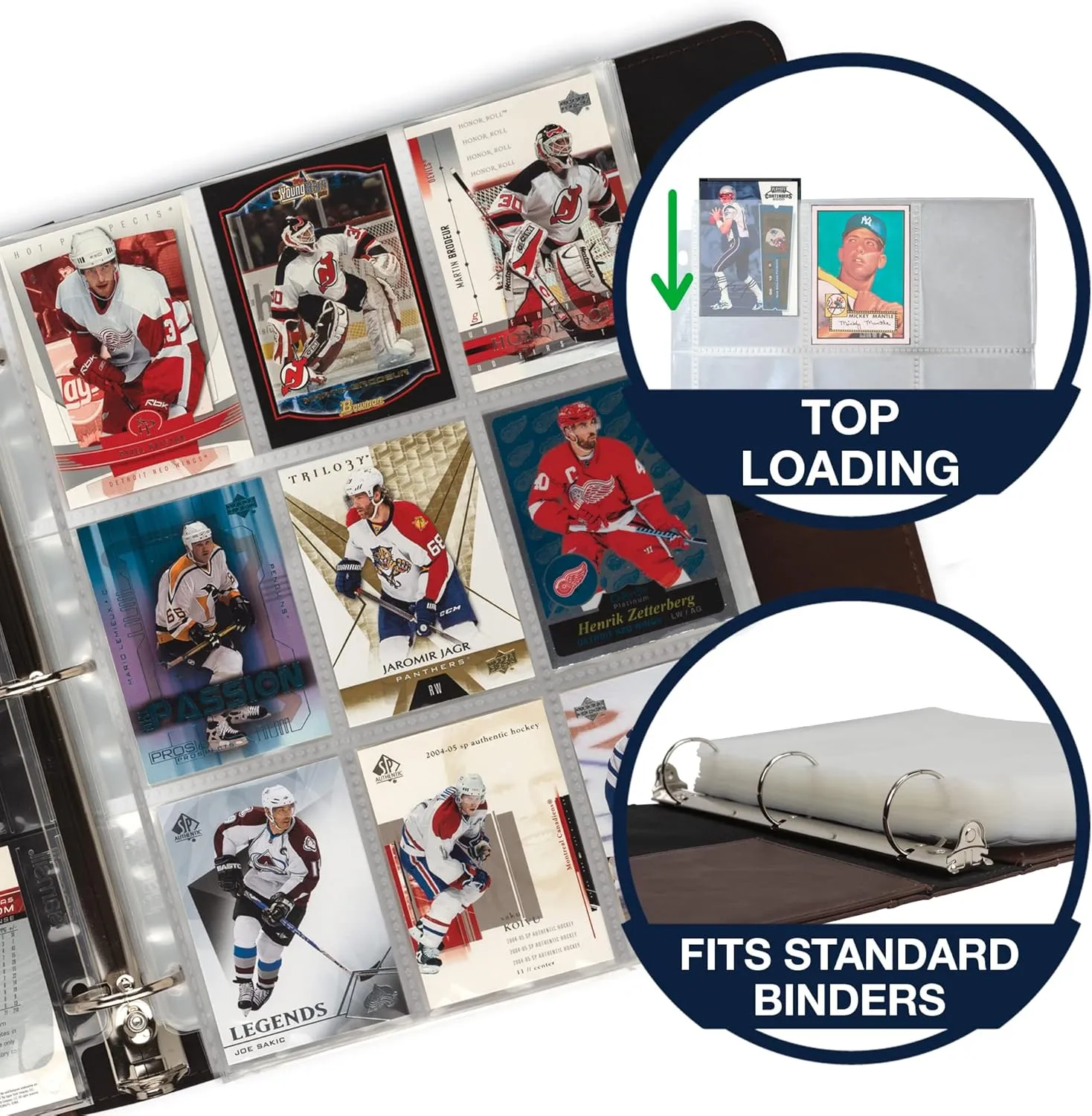 Samsill 200 Pack 9 Pocket Trading Card Sleeves, Holds 1800 Cards,Clear, Fits in Standard 3 Ring Binder