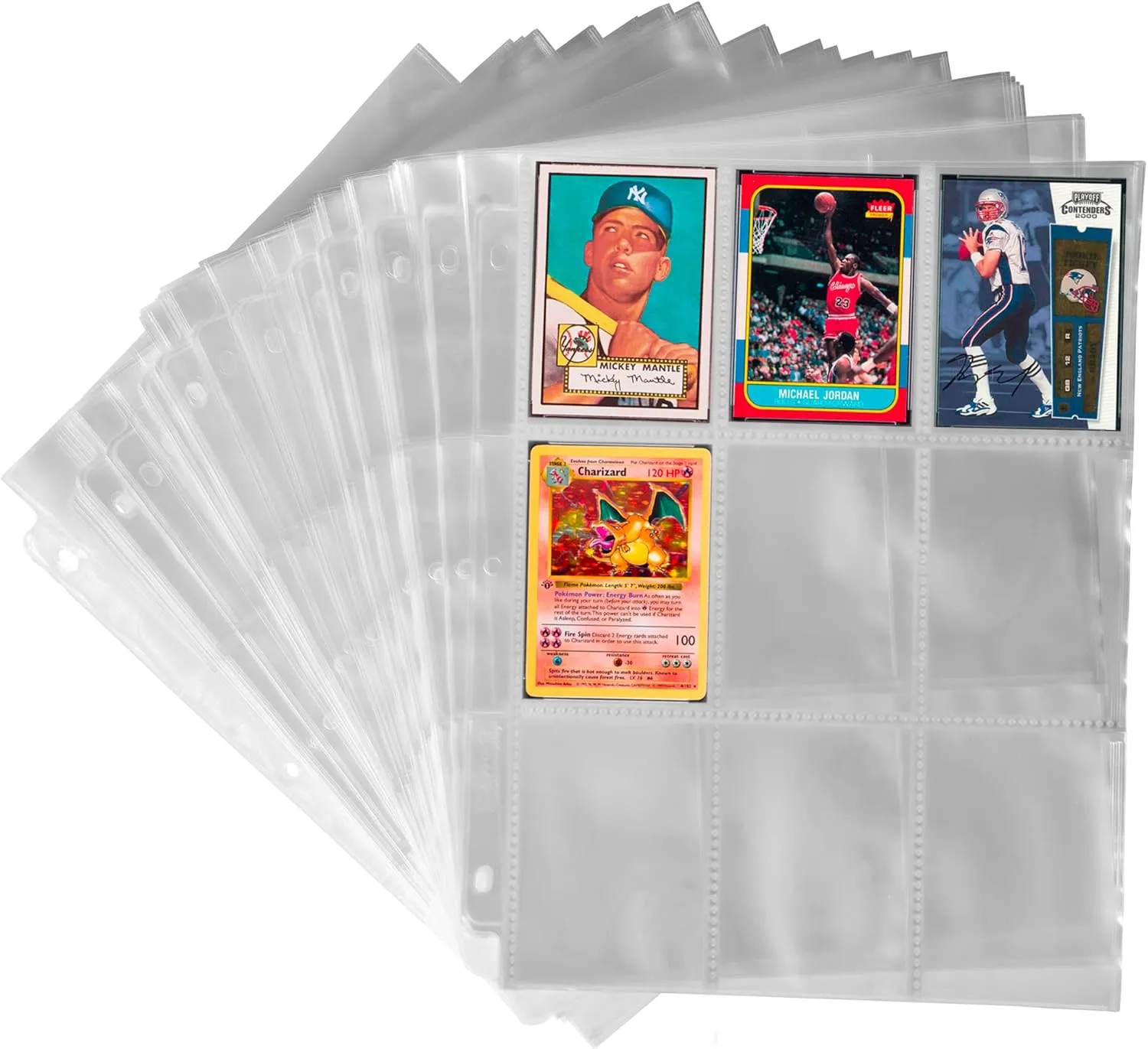 Samsill 200 Pack 9 Pocket Trading Card Sleeves, Holds 1800 Cards,Clear, Fits in Standard 3 Ring Binder