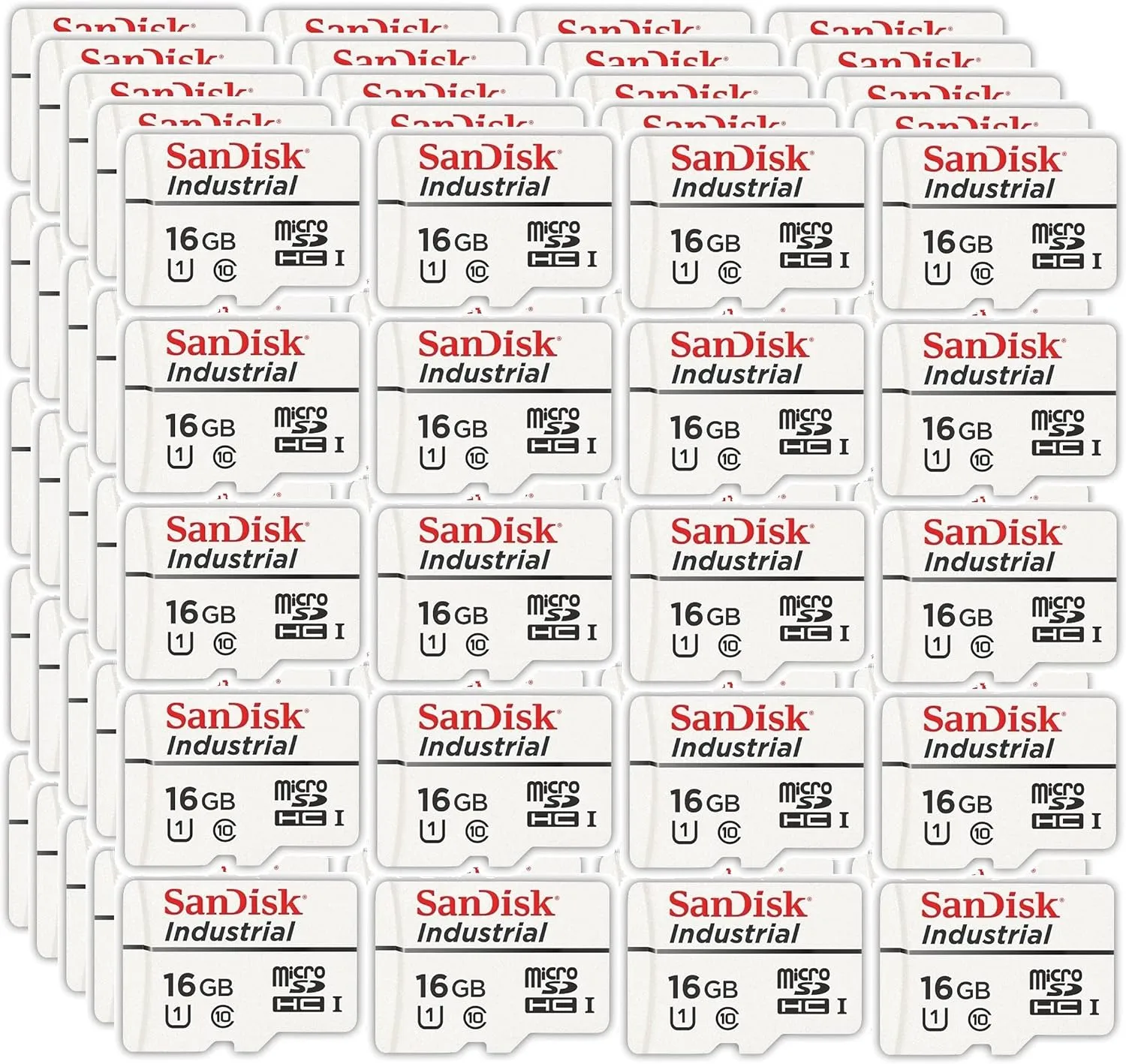 SanDisk Industrial 16GB Micro SD Memory Card Class 10 UHS-I MicroSDHC (Bulk 100 Pack) in Cases (SDSDQAF3-016G-I) Bundle with (1) Everything But Stromboli Card Reader