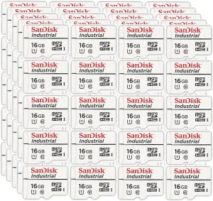 SanDisk Industrial 16GB Micro SD Memory Card Class 10 UHS-I MicroSDHC (Bulk 100 Pack) in Cases (SDSDQAF3-016G-I) Bundle with (1) Everything But Stromboli Card Reader