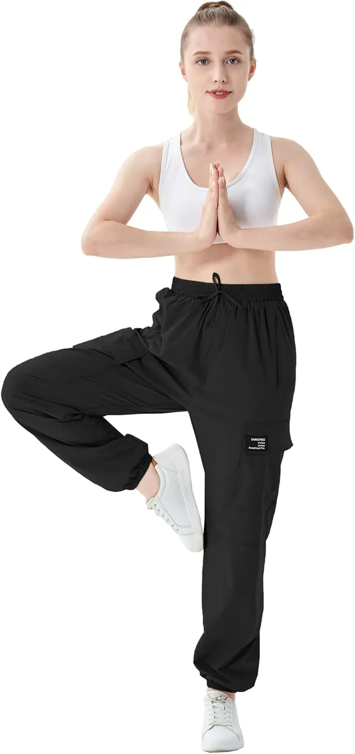 SANGTREE Girls & Women's Waterproof Outdoor Quick Dry Casual Hiking Cargo Jogger Pants with Pockets