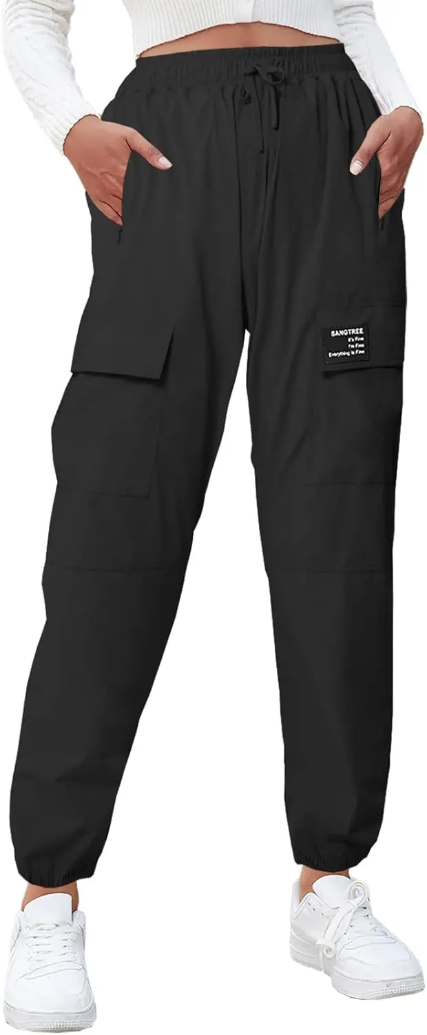 SANGTREE Girls & Women's Waterproof Outdoor Quick Dry Casual Hiking Cargo Jogger Pants with Pockets