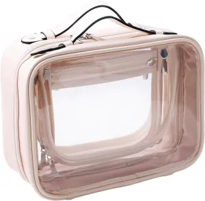 SANHECUN traveling toiletry Case large clear cosmetics case makeup bag Dimensions | LxWxH:10” x 4.5” x 8”(Beige, Medium)