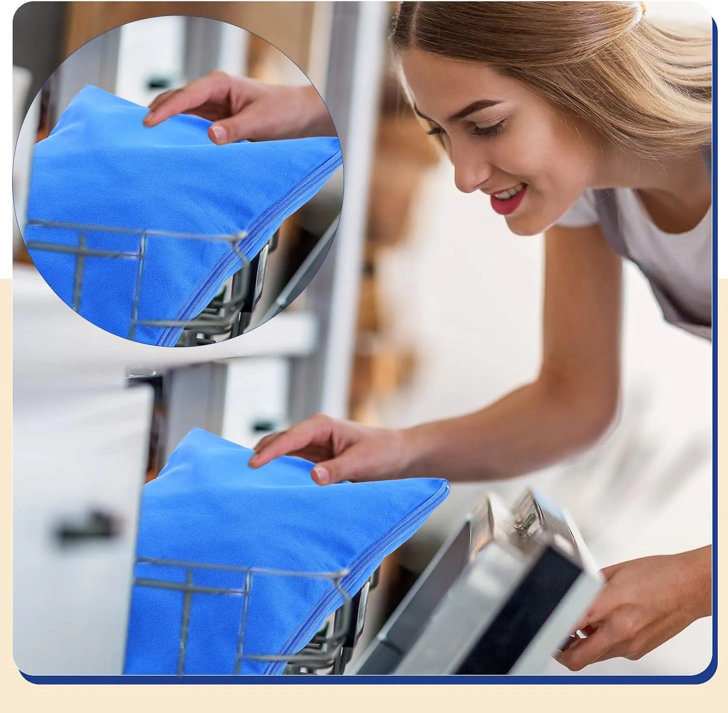 Sanwuta 8 Pcs Zippered Silver Storage Bags Anti Tarnish Silver Pouches Keeper Jewelry Storage Protector Bags(18 x 18 Inch,Navy Blue)