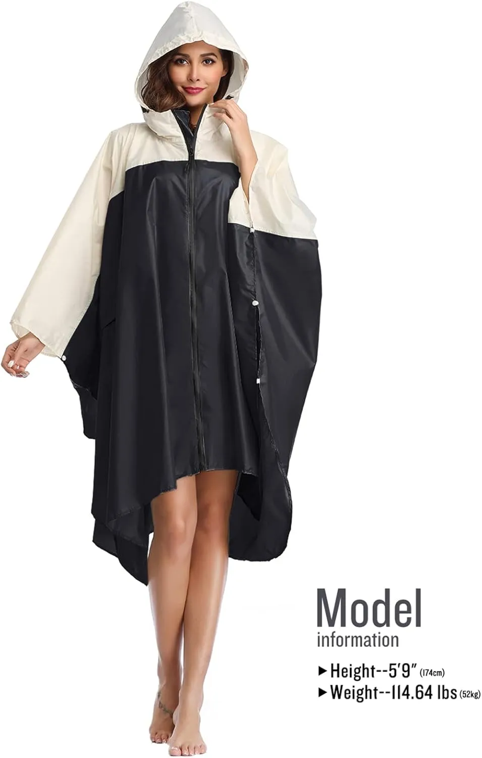 SaphiRose Unisex Rain Poncho Hooded Waterproof Raincoat for Adults Women