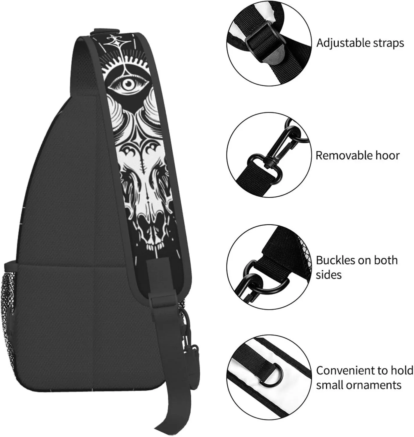 Satanic Witchcraft Outdoor Crossbody Shoulder Bag For Unisex Young Adult Hiking Bicycling