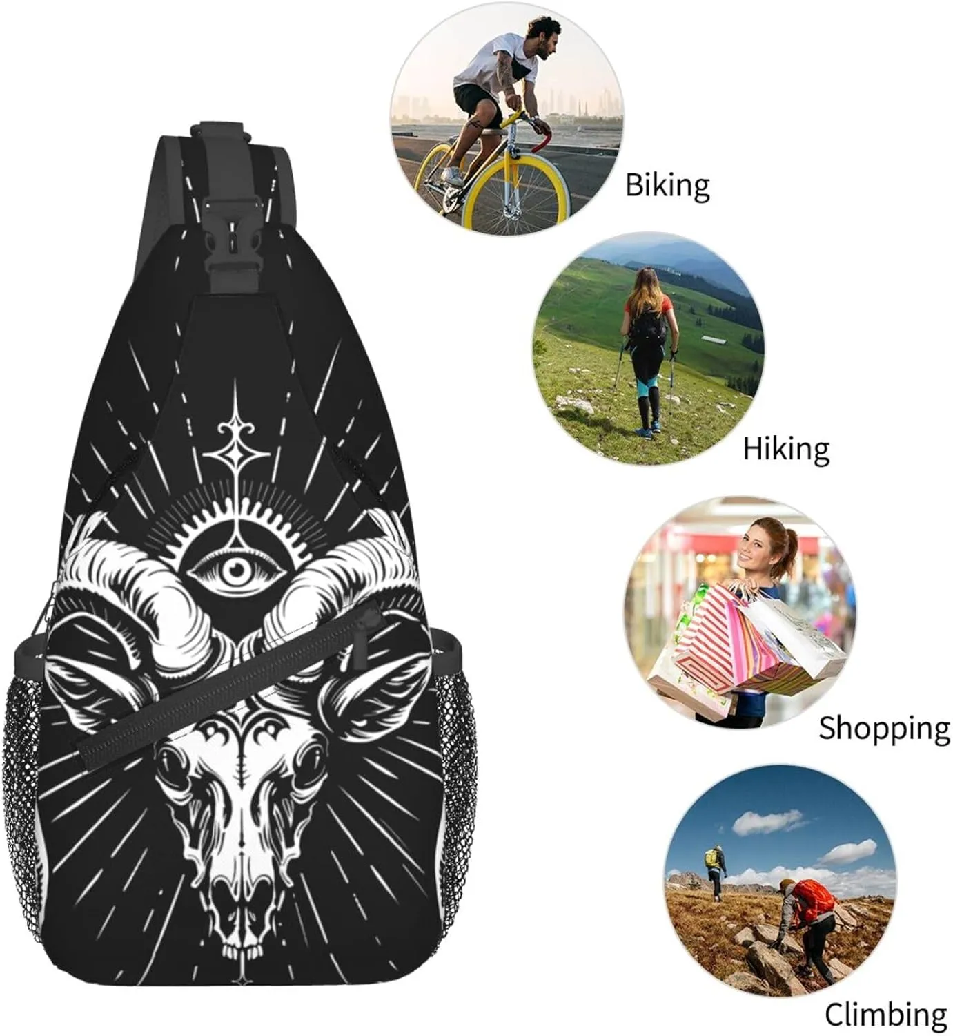 Satanic Witchcraft Outdoor Crossbody Shoulder Bag For Unisex Young Adult Hiking Bicycling