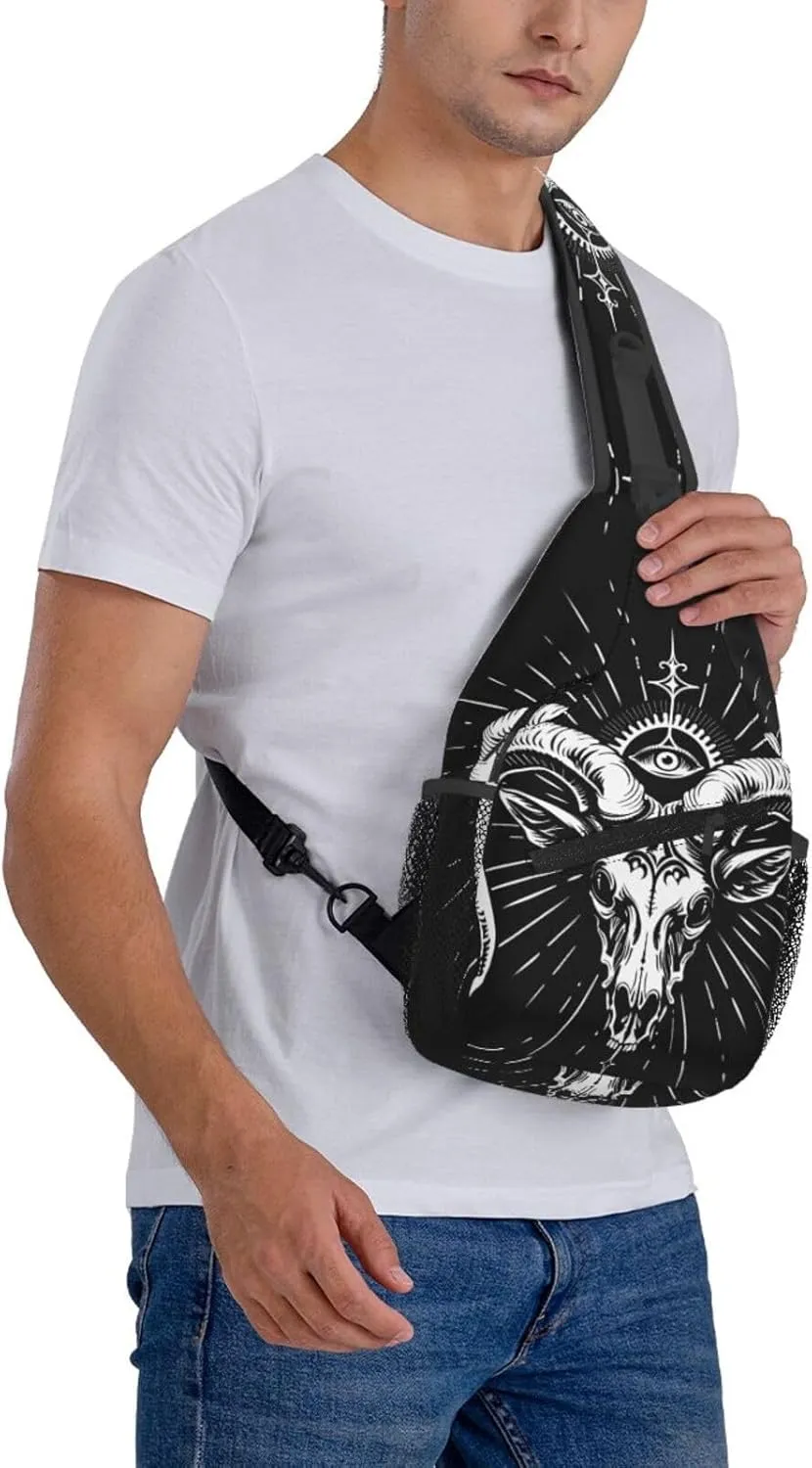 Satanic Witchcraft Outdoor Crossbody Shoulder Bag For Unisex Young Adult Hiking Bicycling