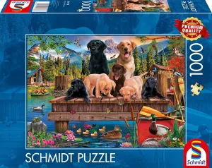 Schmidt Spiele 59778 Dog Family by The Lake, 1000 Pieces, Multi-Coloured