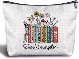 School Counselor Gifts Makeup Bag for Women - Guidance Counselor Appreciation Gifts, School Counseling Therapist Teacher Gifts, Psychiatrist Counselor Zipper Cosmetic Bag