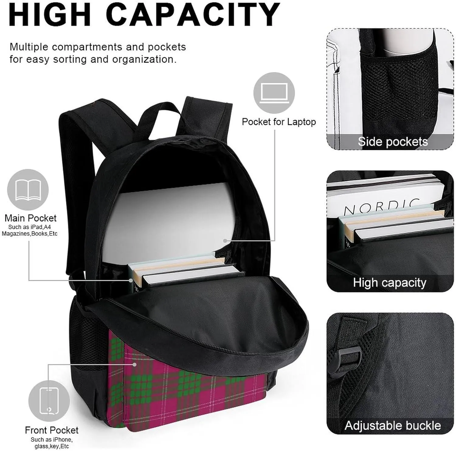 Scottish Clan Duncan Lightweight Pocket Backpack Crossbody Lunch Bag Set Unisex