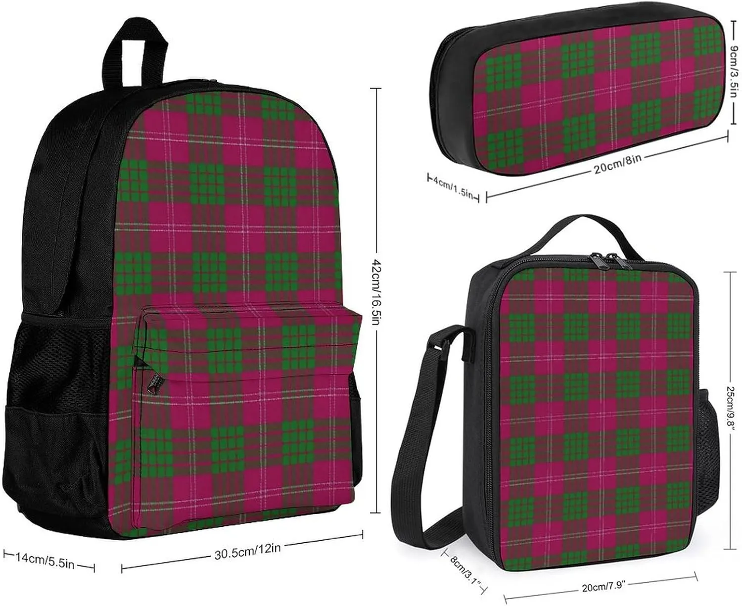 Scottish Clan Duncan Lightweight Pocket Backpack Crossbody Lunch Bag Set Unisex