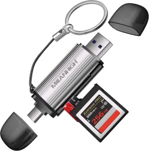 SD Card Reader, USB-C and USB 3.0 Micro SD Card Adapter, Dual Connector Memory Card Reader for SDXC, SDHC, SD, MMC, RS-MMC, Micro SDXC, Micro SD, Micro SDHC Card