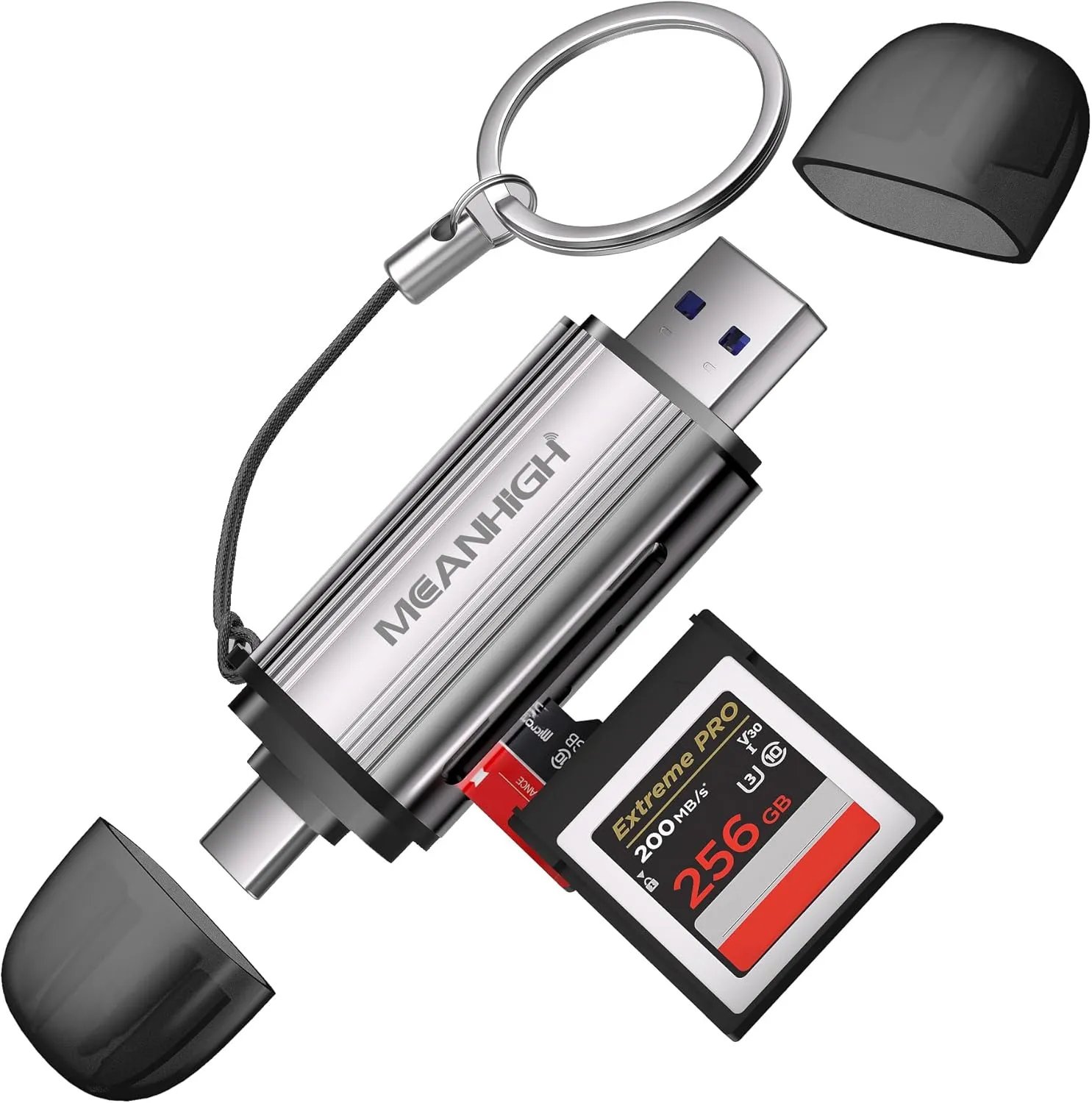 SD Card Reader, USB-C and USB 3.0 Micro SD Card Adapter, Dual Connector Memory Card Reader for SDXC, SDHC, SD, MMC, RS-MMC, Micro SDXC, Micro SD, Micro SDHC Card