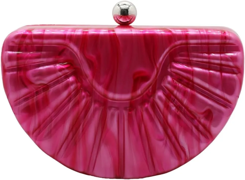 Seashell Acrylic Evening Clutch Bag Shiny Acrylic Purse Unique Shoulder Crossbody bag with Chain for Women Party