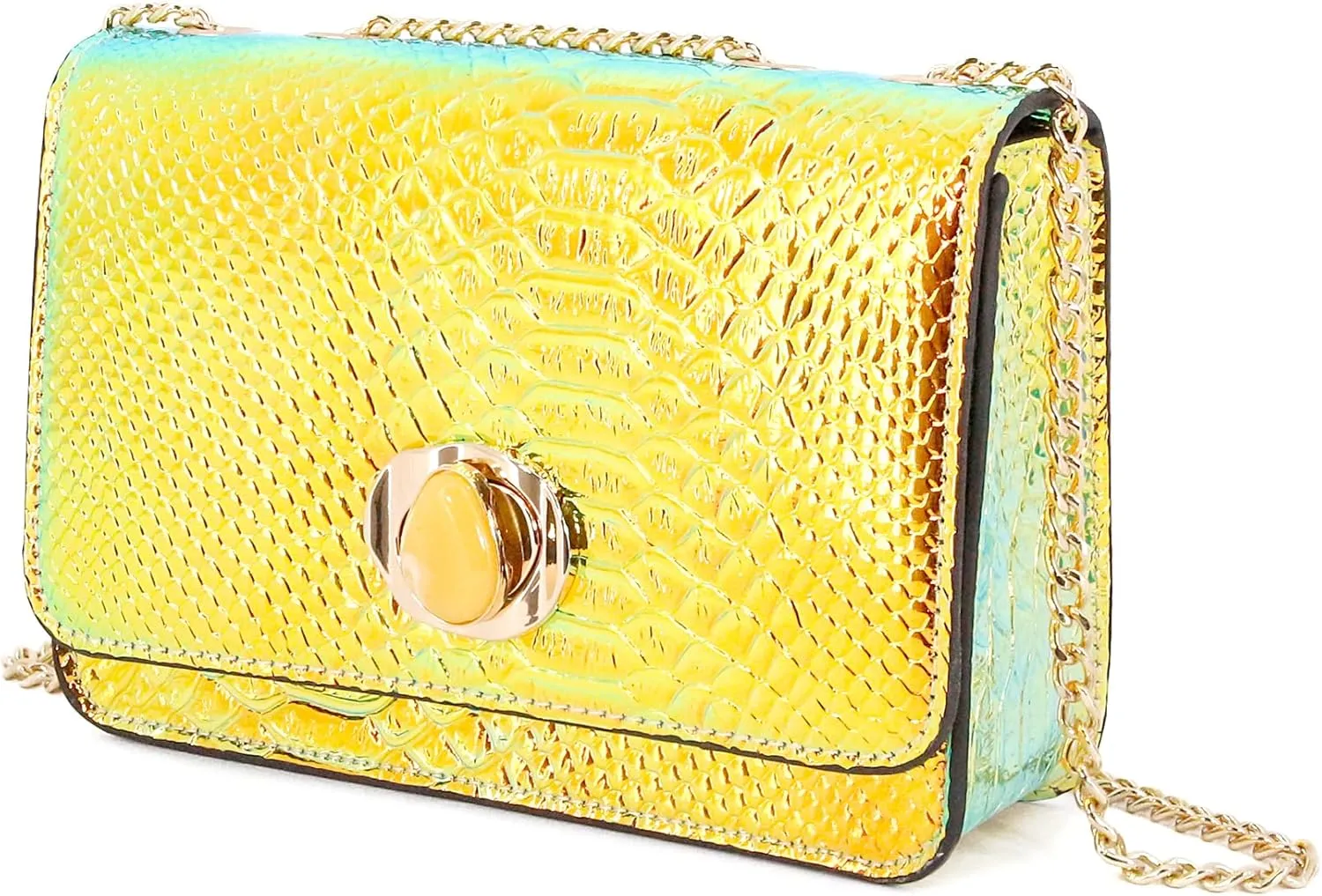 Segreto Women Shiny Chain Hologram Holographic Evening Bag Handbag Shoulder Bag Crossbody Bag