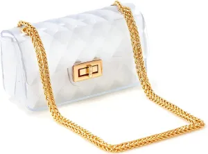 Semi Transparent Jelly Bag for Women, Lady Fashion Lovely Clear Stadium Approved