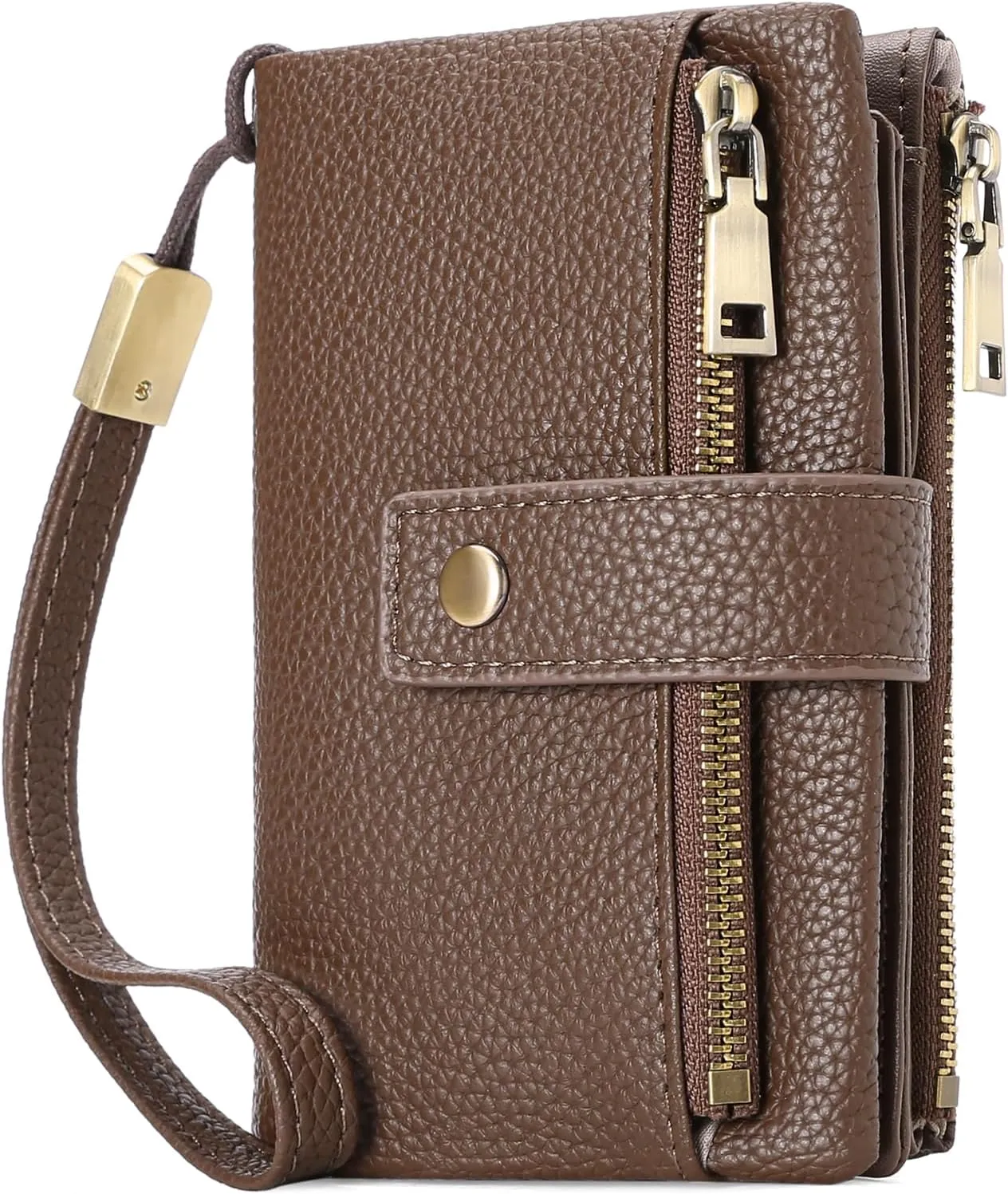 SENDEFN Small Wallet for Women Leather RFID Blocking Wristlet Wallet Credit Card Holder with Double Zipper Coin Purse Ladies Bifold Purse