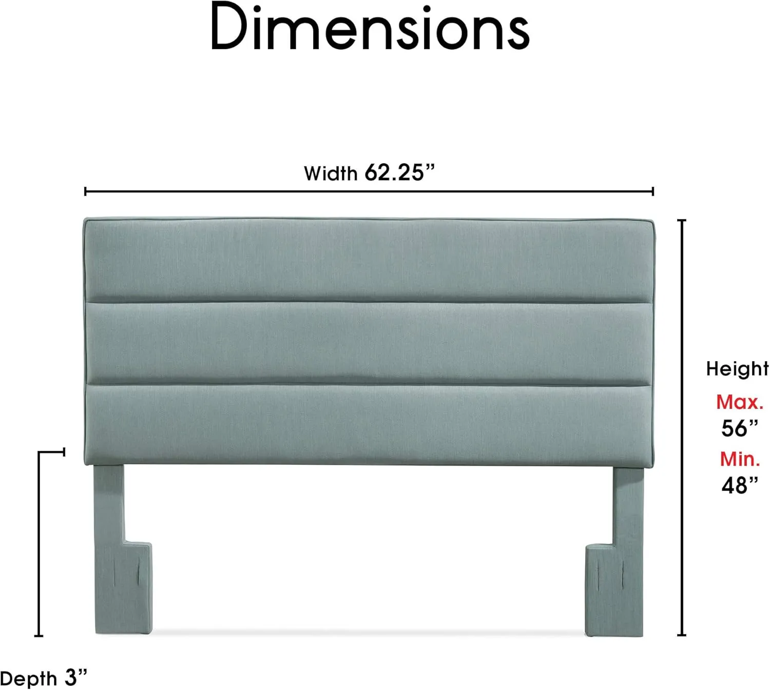 Serta Palisades Collection Upholstered Padded Headboard Modern Tufted Design, Soft Linen-Textured Fabric, Queen, Blue