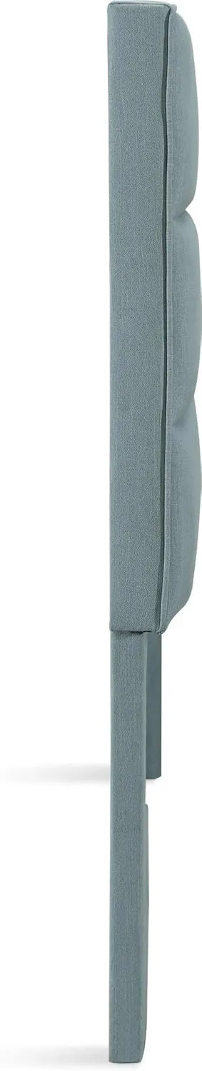 Serta Palisades Collection Upholstered Padded Headboard Modern Tufted Design, Soft Linen-Textured Fabric, Queen, Blue