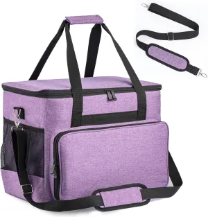 Sewing Machine Carrying Case,Sewing Accessories Organizer With Removable Padding,Tote Bag With Multiple Storage Pockets、Shoulder Strap,Craft Supplies Organizer,Travel Bag (Purple)