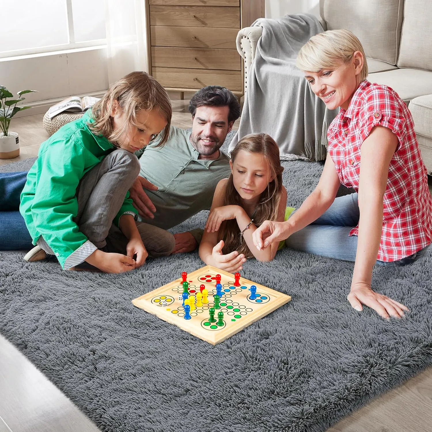 Shag Area Rugs for Bedroom Living Room,8X10 Ultra Soft Fluffy Area Rugs for Dorm, Indoor Carpet Nursery Rugs for Kids Girls Room Home Decor,Dark Grey