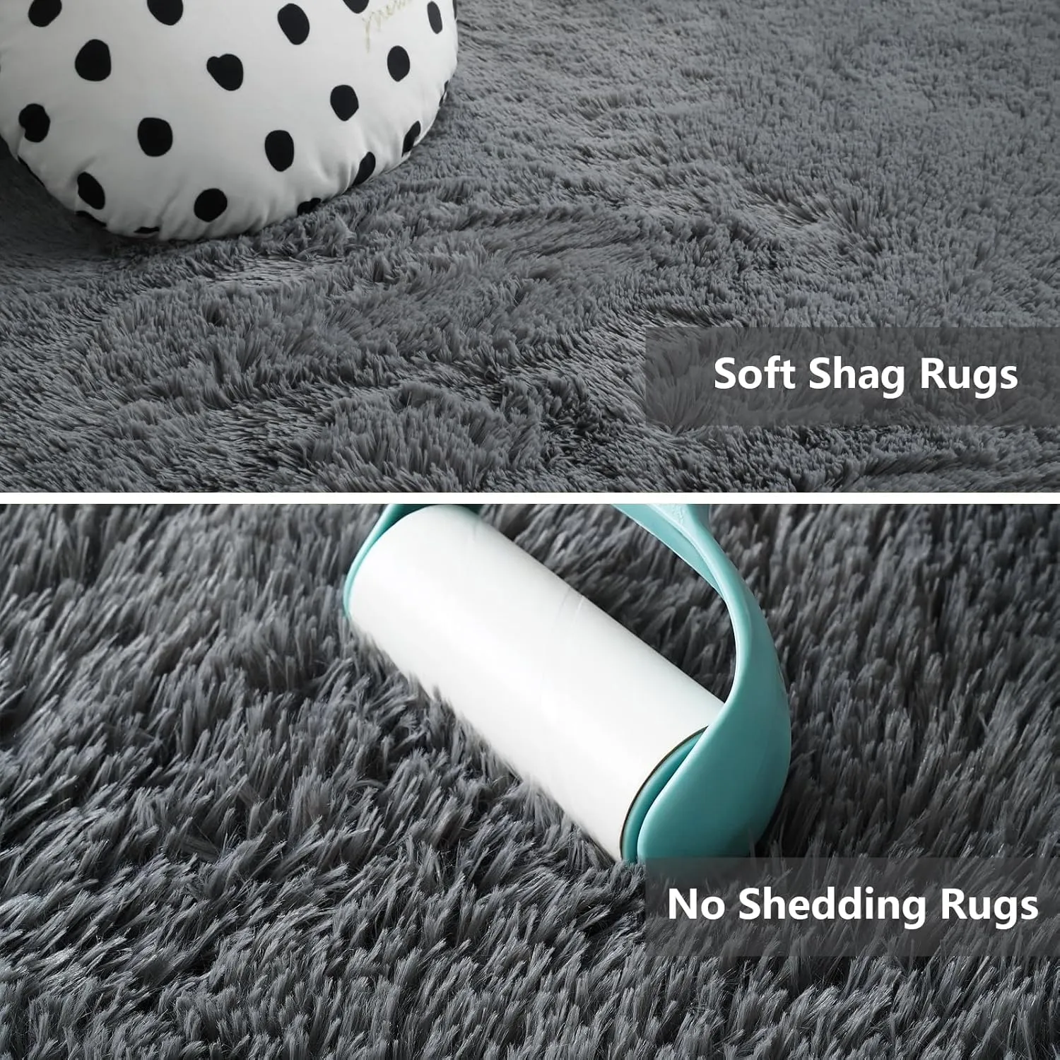 Shag Area Rugs for Bedroom Living Room,8X10 Ultra Soft Fluffy Area Rugs for Dorm, Indoor Carpet Nursery Rugs for Kids Girls Room Home Decor,Dark Grey