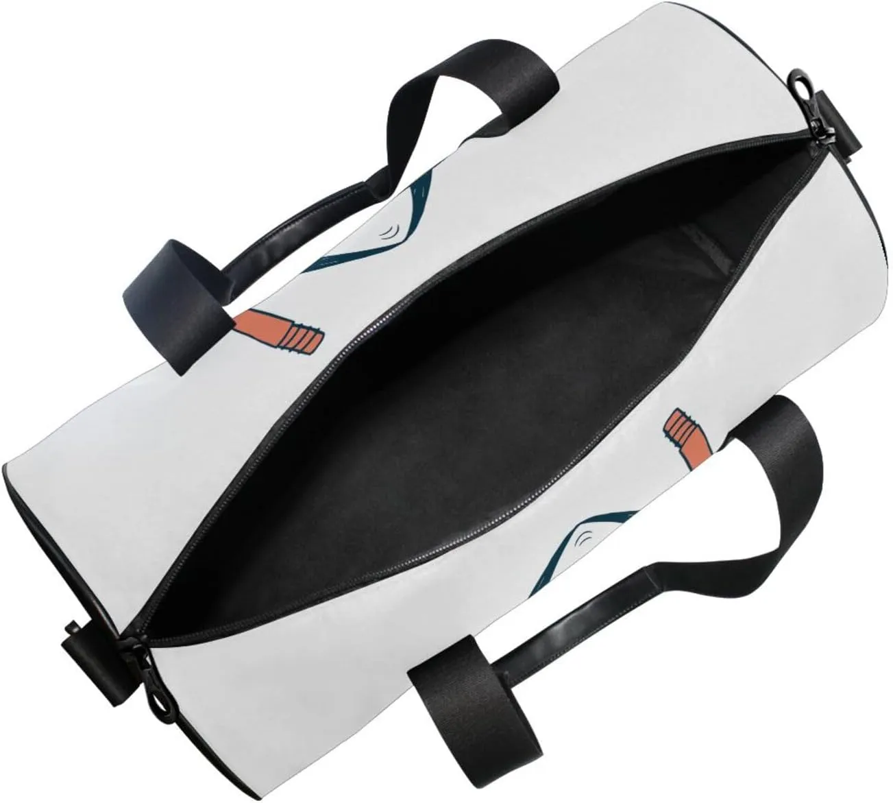 Shark Area with Turquoise Diving Sunglasses on White Portable Gym Bag, Travel Bag, Luggage bag, Sports Bag, Toiletry Bag with Handles, Detachable Shoulder Strap 17.6 x 9 x 9 inch