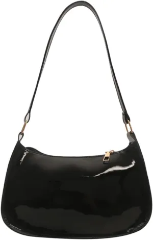 Shiny Clutch Purse for Women Genuine Leather Evening Handbag Mini Hobo Armpit Shoulder Bag for Formal Events or Parties