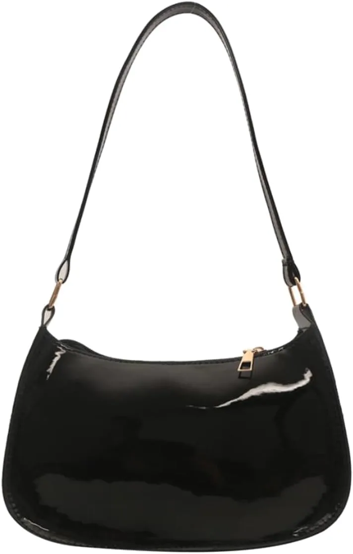 Shiny Clutch Purse for Women Genuine Leather Evening Handbag Mini Hobo Armpit Shoulder Bag for Formal Events or Parties